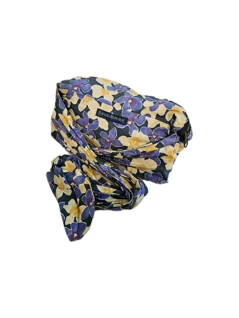 Banana Republic Floral Fanny Pack Blue Tag 90s Purple Yellow Cotton Canvas VTG